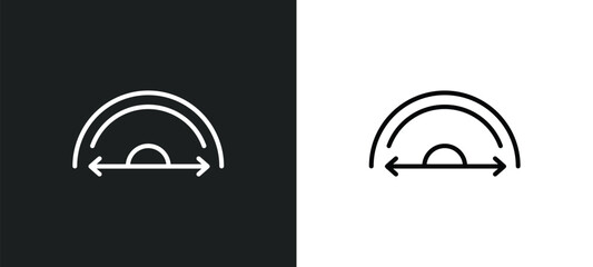 Poster - semicircles line icon in white and black colors. semicircles flat vector icon from semicircles colle