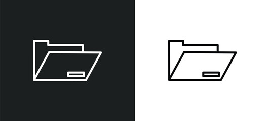 Poster - black folder line icon in white and black colors. black folder flat vector icon from folder collection for web, mobile apps and ui.