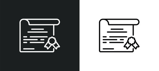 Poster - sealed diploma line icon in white and black colors. sealed diploma flat vector icon from sealed diploma collection for web, mobile apps and ui.