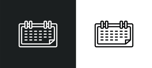 Poster - monthly calendar line icon in white and black colors. monthly calendar flat vector icon from monthly calendar collection for web, mobile apps and ui.