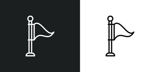 Poster - flag point line icon in white and black colors. flag point flat vector icon from flag point collection for web, mobile apps and ui.