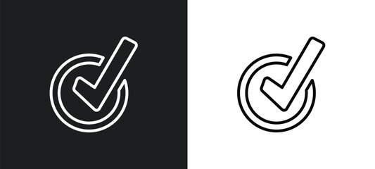 Poster - check mark line icon in white and black colors. check mark flat vector icon from check mark collection for web, mobile apps and ui.