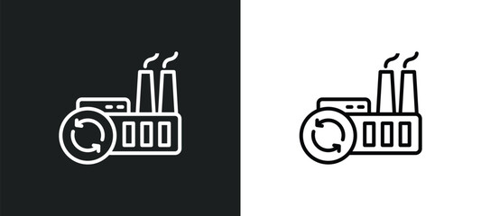 Poster - recycling factory line icon in white and black colors. recycling factory flat vector icon from recycling factory collection for web, mobile apps and ui.
