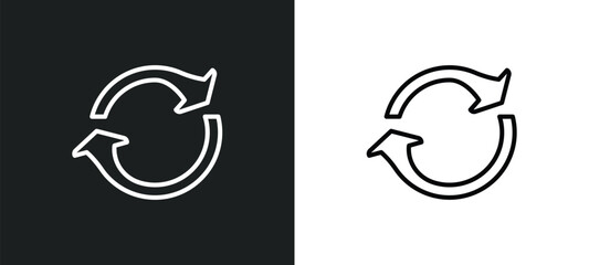 Poster - reload arrows line icon in white and black colors. reload arrows flat vector icon from reload arrows collection for web, mobile apps and ui.