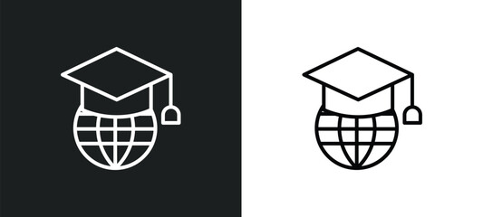 Poster - learning line icon in white and black colors. learning flat vector icon from learning collection for web, mobile apps and ui.