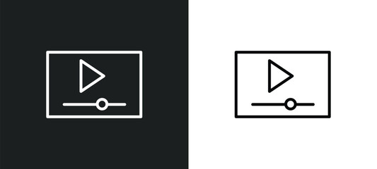 Fototapete - video tutorials line icon in white and black colors. video tutorials flat vector icon from video tutorials collection for web, mobile apps and ui.