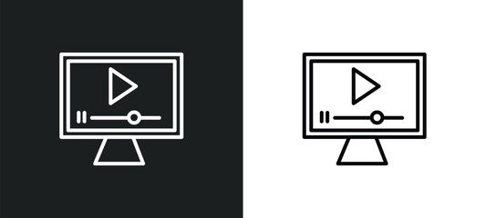 Fototapete - video tutorial line icon in white and black colors. video tutorial flat vector icon from video tutorial collection for web, mobile apps and ui.