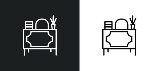 Fototapete - teacher desk line icon in white and black colors. teacher desk flat vector icon from teacher desk collection for web, mobile apps and ui.
