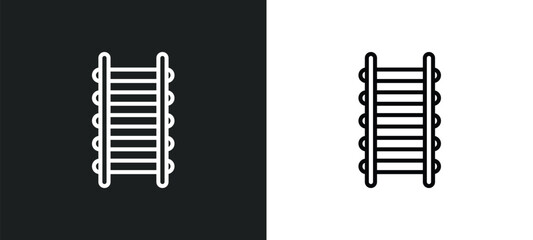 Poster - train rails line icon in white and black colors. train rails flat vector icon from train rails collection for web, mobile apps and ui.