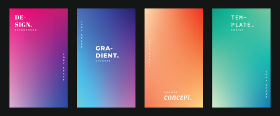 colorful smooth gradient background template copy space set. colour gradation backdrop design for po