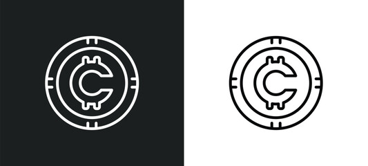 Poster - cryptocurrency line icon in white and black colors. cryptocurrency flat vector icon from cryptocurrency collection for web, mobile apps and ui.