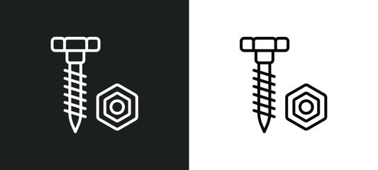 Poster - nuts and bolts line icon in white and black colors. nuts and bolts flat vector icon from nuts bolts 