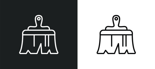 Fototapete - builder brush line icon in white and black colors. builder brush flat vector icon from builder brush