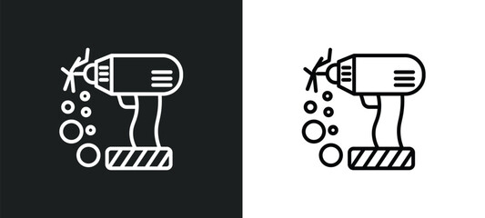 Poster - electric drill line icon in white and black colors. electric drill flat vector icon from electric dr