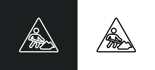 Poster - working line icon in white and black colors. working flat vector icon from working collection for web, mobile apps and ui.
