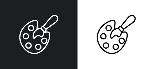 Poster - pallete line icon in white and black colors. pallete flat vector icon from pallete collection for web, mobile apps and ui.