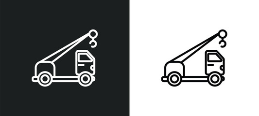 Aufkleber - crane truck line icon in white and black colors. crane truck flat vector icon from crane truck collection for web, mobile apps and ui.