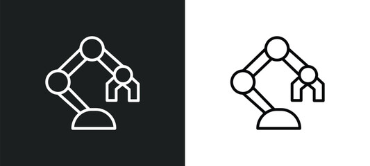 Poster - robotics line icon in white and black colors. robotics flat vector icon from robotics collection for web, mobile apps and ui.