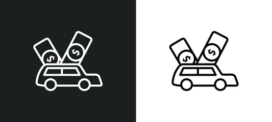 Poster - buy a car line icon in white and black colors. buy a car flat vector icon from buy a car collection for web, mobile apps and ui.