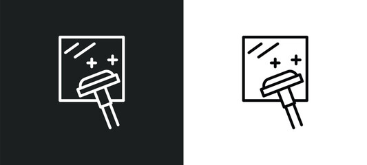 Poster - window cleanin line icon in white and black colors. window cleanin flat vector icon from window clea