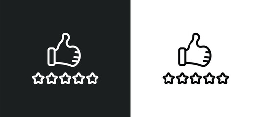 Poster - thumb up with star line icon in white and black colors. thumb up with star flat vector icon from thumb up with star collection for web, mobile apps and ui.
