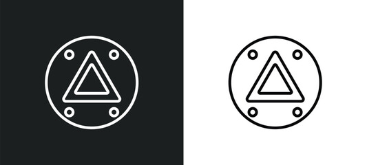 Poster - car hazard lights line icon in white and black colors. car hazard lights flat vector icon from car hazard lights collection for web, mobile apps and ui.