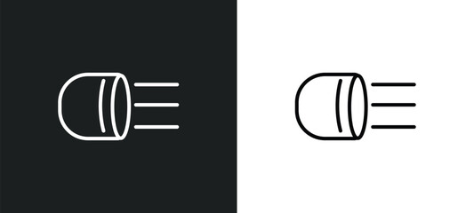 Poster - car headlight line icon in white and black colors. car headlight flat vector icon from car headlight collection for web, mobile apps and ui.