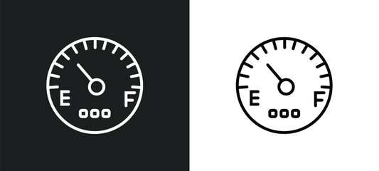 Poster - car fuel gauge line icon in white and black colors. car fuel gauge flat vector icon from car fuel gauge collection for web, mobile apps and ui.