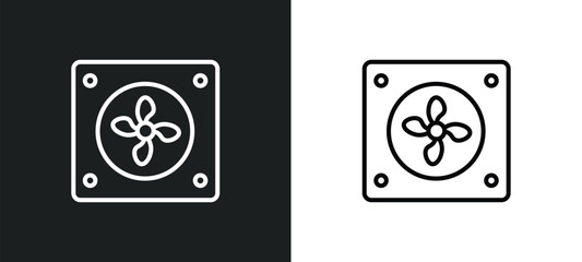 Poster - car fan line icon in white and black colors. car fan flat vector icon from car fan collection for web, mobile apps and ui.