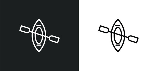 canoe line icon in white and black colors. canoe flat vector icon from canoe collection for web, mobile apps and ui.