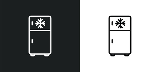 Poster - freezer line icon in white and black colors. freezer flat vector icon from freezer collection for web, mobile apps and ui.