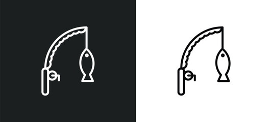 Poster - fishing rod line icon in white and black colors. fishing rod flat vector icon from fishing rod collection for web, mobile apps and ui.