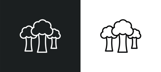Wall Mural - trees line icon in white and black colors. trees flat vector icon from trees collection for web, mob