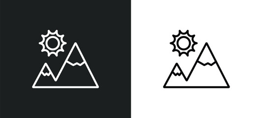 Poster - mountain line icon in white and black colors. mountain flat vector icon from mountain collection for web, mobile apps and ui.