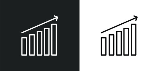Poster - increasing stocks line icon in white and black colors. increasing stocks flat vector icon from increasing stocks collection for web, mobile apps and ui.