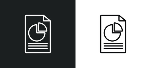 Poster - pie chart file line icon in white and black colors. pie chart file flat vector icon from pie chart file collection for web, mobile apps and ui.