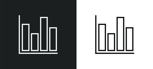 Poster - column chart line icon in white and black colors. column chart flat vector icon from column chart collection for web, mobile apps and ui.