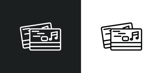 Poster - music business card line icon in white and black colors. music business card flat vector icon from m