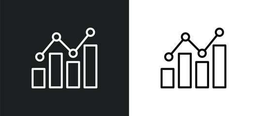 Poster - growing bar graph line icon in white and black colors. growing bar graph flat vector icon from growing bar graph collection for web, mobile apps and ui.
