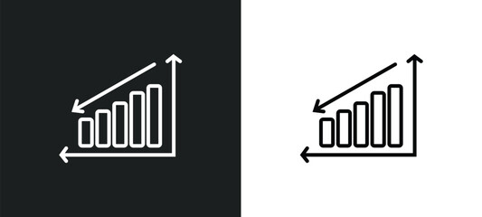 Poster - loss chart line icon in white and black colors. loss chart flat vector icon from loss chart collection for web, mobile apps and ui.