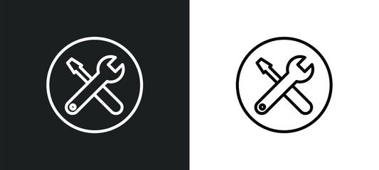 Wall Mural - tool button line icon in white and black colors. tool button flat vector icon from tool button collection for web, mobile apps and ui.