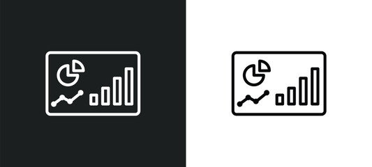 Poster - progress report line icon in white and black colors. progress report flat vector icon from progress report collection for web, mobile apps and ui.