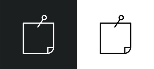 Poster - post it line icon in white and black colors. post it flat vector icon from post it collection for web, mobile apps and ui.