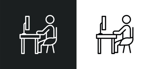 Poster - work line icon in white and black colors. work flat vector icon from work collection for web, mobile apps and ui.