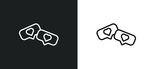Poster - likes line icon in white and black colors. likes flat vector icon from likes collection for web, mobile apps and ui.
