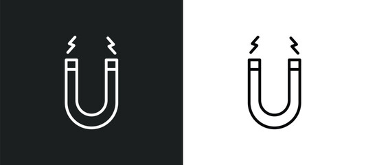 Poster - magnet line icon in white and black colors. magnet flat vector icon from magnet collection for web, mobile apps and ui.