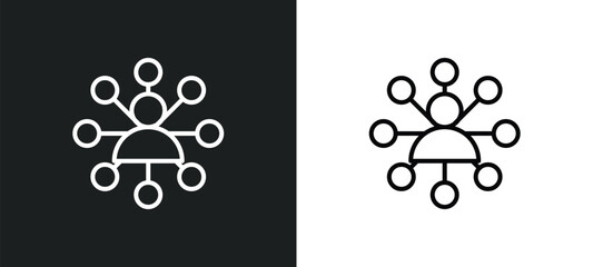 Poster - social network line icon in white and black colors. social network flat vector icon from social network collection for web, mobile apps and ui.