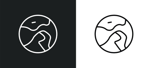 Poster - world line icon in white and black colors. world flat vector icon from world collection for web, mob