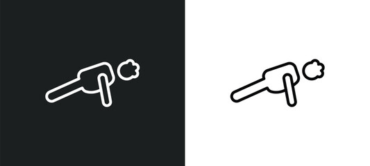 Poster - stick man push up line icon in white and black colors. stick man push up flat vector icon from stick man push up collection for web, mobile apps and ui.