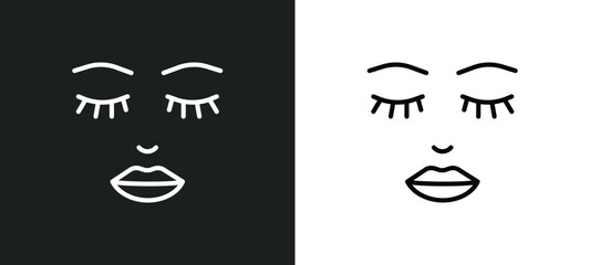 Poster - woman face line icon in white and black colors. woman face flat vector icon from woman face collection for web, mobile apps and ui.
